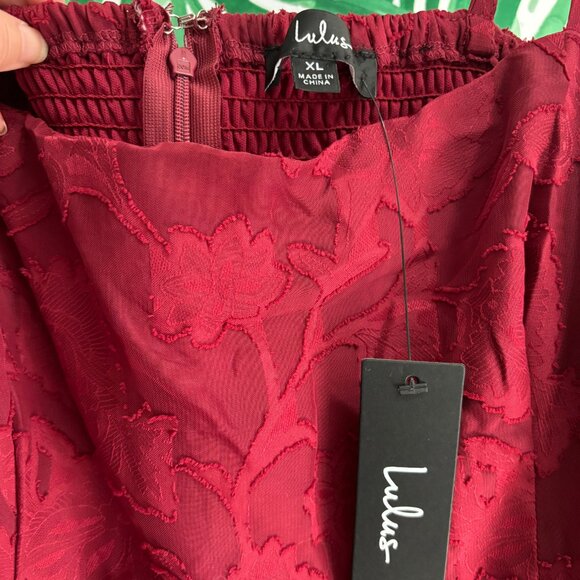 NWT Lulus Burgundy Burnout Floral Print Tiered Dress Size XL formal wedding - Picture 3 of 15